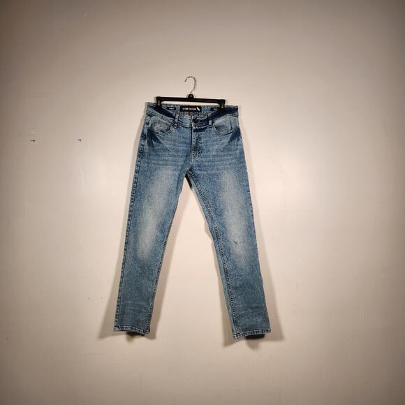 STONE FALCON Slim Fit Jeans Mens 30 x 30 (Measures 31 x 29) Blue Light Acid Wash - Picture 1 of 12
